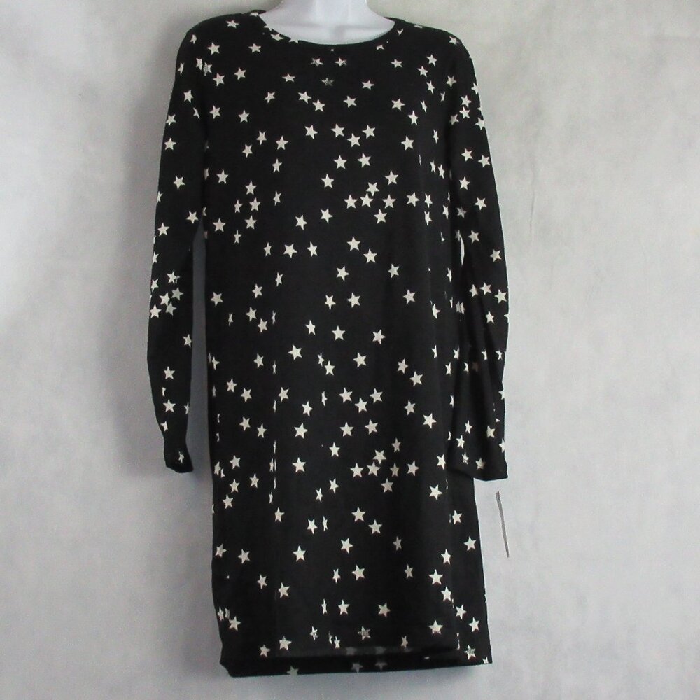 Charter Club Women's Soft Butter Knit Sleepshirt, Black With Stars, XS
